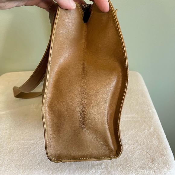 Vintage Luana Women's Brown Wide Open Top Zip Leather Tote Shoulder Bag - Picture 13 of 16